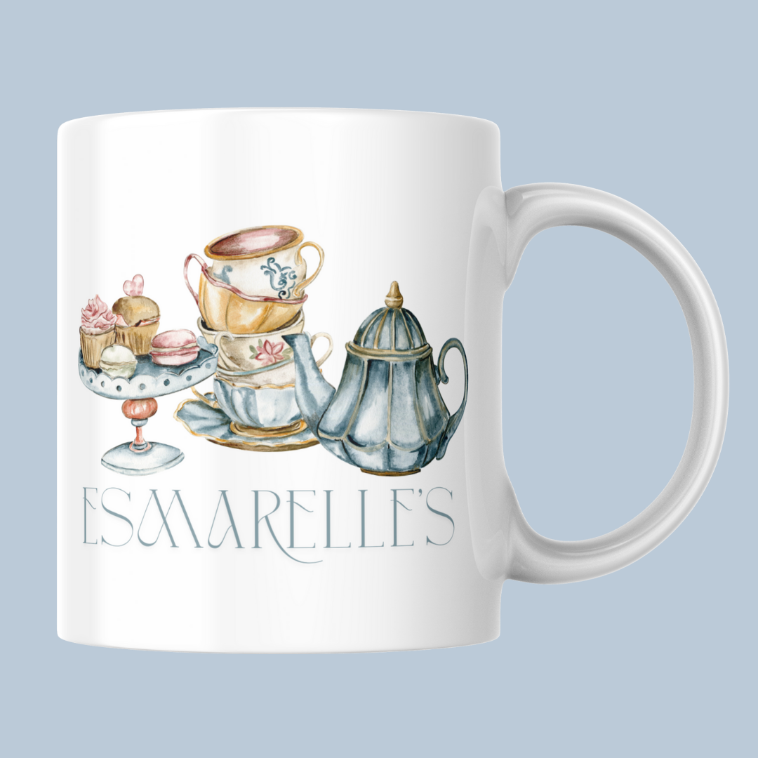 Esmarelle's Tea Shop Blue Mug